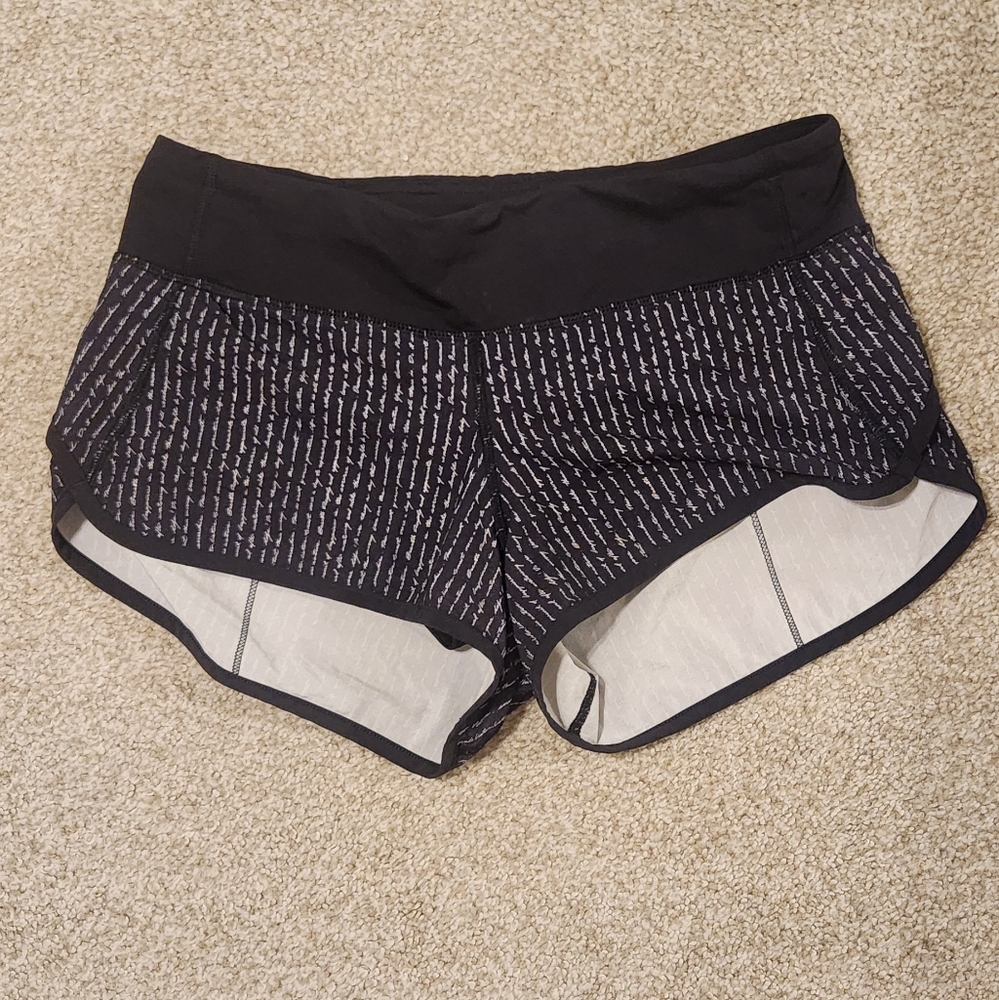 lululemon athletica Black and White Pinstripe Speed Shorts
